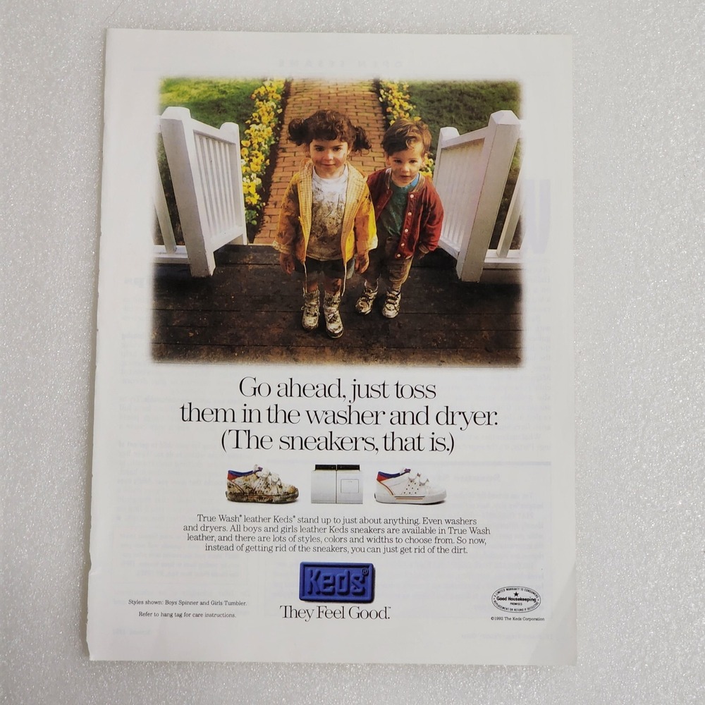 Vintage 1993 Keds Sneakers Print Ad Muddy Boy Girl 8x10 Original Magazine Art